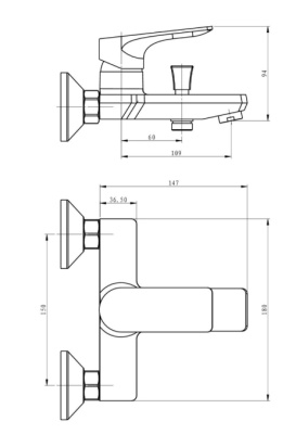 Смеситель для ванны и душа Eiger EG 54 ESKO