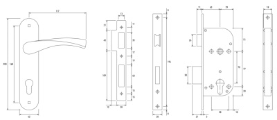 Замок врезной 1706 AB/CP античная бронза PALLADIUM