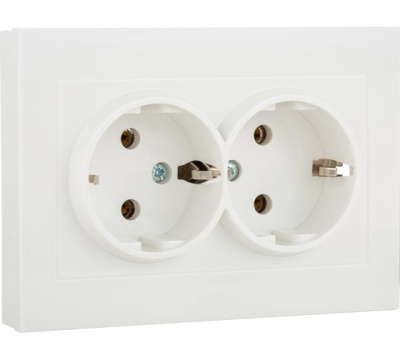 РОЗЕТКА 2-ая с заземлением, Ovivo Grano (белый)