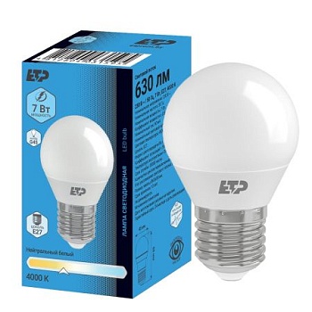 Лампа светодиодная 7W G45 Е27 4000К, ETP 35941