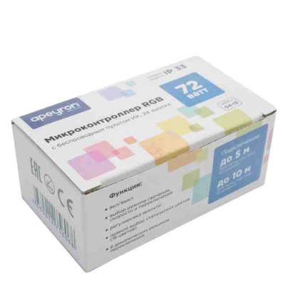 Мини-контроллер для RGB ленты с пультом 12/24В Apeyron 04-15