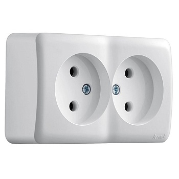 РОЗЕТКА 2-ая белая, без заземления керамика, Viola Lizard