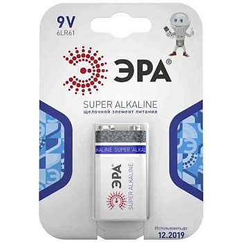 Элемент питания (батарейка) алкалиновый 6LR61-1BL ЭРА C0038445
