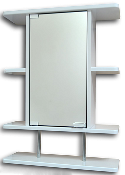 Шкаф навесной зеркальный Гамма 54.10 с дополнительной полкой левый (белый)