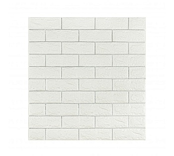 Декоративная 3D панель, самоклеящаяся, Классический кирпич, белый с серебром, 700x770мм