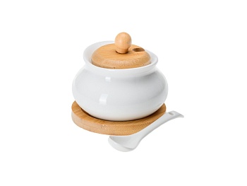 Сахарница с ложкой фарфор-бамбук 200 мл, 27145182