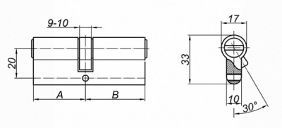 Цилиндровый механизм ZN 70 C ET AB Palladium