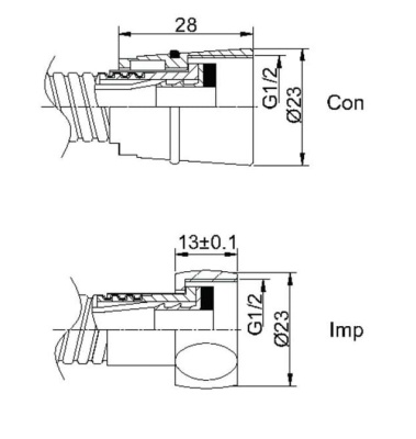 Душевой шланг 1/2"x1/2" Con/Imp 175см Rubineta 600025
