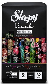 Прокладки женские гигиенические ежедневные 32 шт Black Sleepy Прокладки женские гигиенические ежедневные 32 шт Black Sleepy