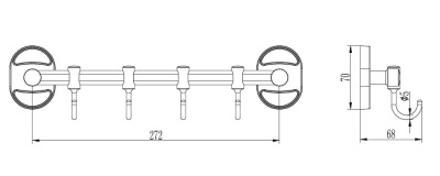 Вешалка 4 крючка, L1915-4 LEDEME