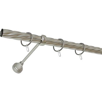 Карниз однорядный, крученая труба 25 мм L2,4м, матовый хром