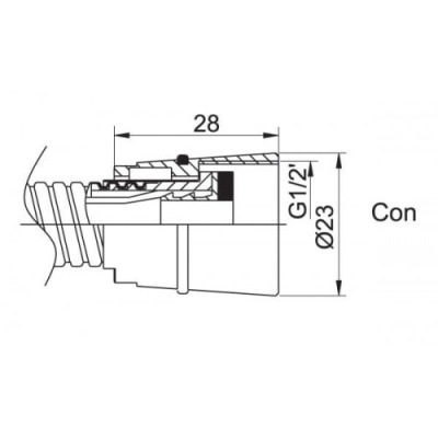Душевой шланг 1/2"x1/2" Rus/Con 150см Rubineta 600027