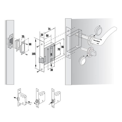 Защелка межкомнатная 170 PN PALLADIUM 109767