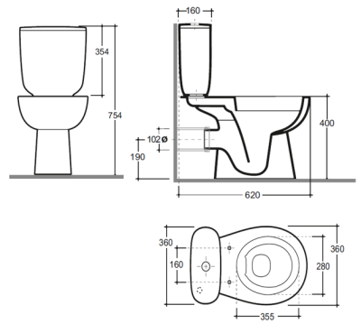 Унитаз-компакт Керамин Гольф R белый (с жестким сиденьем, горизонтальный выпуск, арматура Алкапласт)