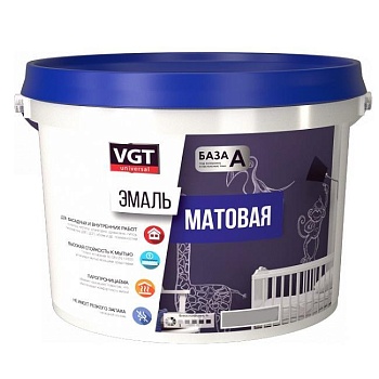 Эмаль ВД-АК-1179 универсальная матовая, супербелая (База А), VGT