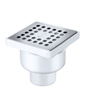 Сливной трап вертикальный D50, с сухим затвором, решетка нерж. 100х100мм, AV Engineering AVE5010102