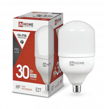 Лампа светодиодная LED-HP-PRO 30Вт 230В Е27 4000К IN HOME