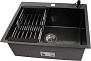 Мойка кухонная WS-36050ВD графит, с сифоном, коландером и дозатором, Wisent