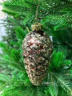 Украшение ёлочное Шишка стеклянное 12.5см GreenTerra 5685-5