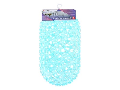 Коврик для ванной, 67х37см, овал с морскими звездами, PERFECTO LINEA (голубой)