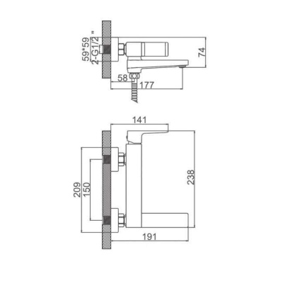 Смеситель для ванны и душа LEDEME L3173G