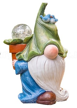 Фигура садовая на солнечной батарее Цветочный гном LED 27.5см, Чудесный Сад 210