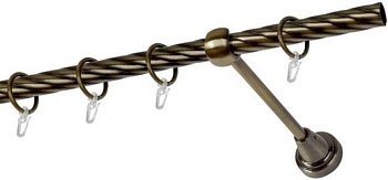 Карниз однорядный, крученая труба 16 мм L3,0м, золото антик