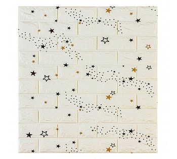 Декоративная 3D панель, самоклеящаяся, Звездное небо белый кирпич, 700x770мм