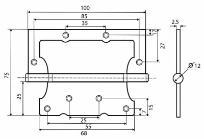 Петля 100 мм накладная черная E-2BB-100 BB Фабрика замков