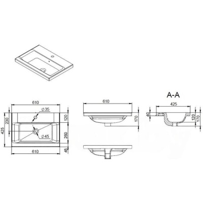 Тумба подвесная Gem 60 с умывальником AM.PM M90-FHX0602-WC0602WG