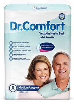 Подгузники для взрослых Medium 85-125 см (8 шт), Dr.Comfort