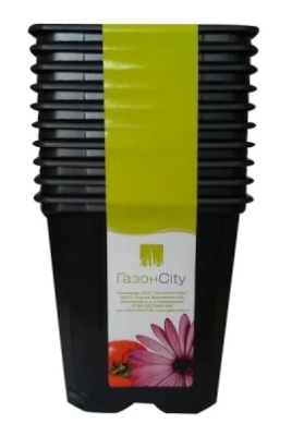 Горшок квадратный черный 7x7х6.5см 0,21л ГазонСity