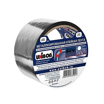 Лента клейкая металлизированная 48ммх25м UNIBOB 39119