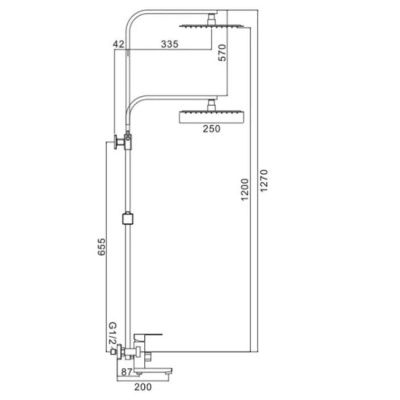 Душевая система с тропическим душем F24802 Frap