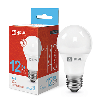 Лампа светодиодная LED-A60-VC 12Вт 230В Е27 6500К 1140Лм IN HOME Лампа светодиодная LED-A60-VC 12Вт 230В Е27 6500К 1140Лм IN HOME