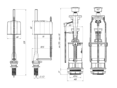 Арматура для смывных бачков с нижней подачей 1/2'' АНИ Пласт WC6550