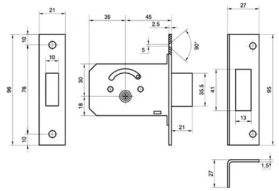 Замок врезной 0156F латунь PALLADIUM