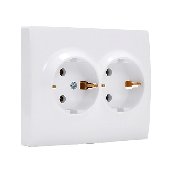 РОЗЕТКА 2-ая белая, с заземлением керамика, Karina Lizard