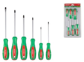 Набор отверток 6 предметов (SL3х100, SL5.5х150, PZ2х100, PH0х75, PH1х100, PH2х125), ВОЛАТ (17080-06)