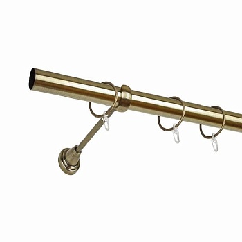 Карниз однорядный, гладкая труба 25 мм L2,0м, золото антик