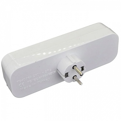 Разветвитель на 3 розетки с заземлением и выключателем, белый, AY-KA 77 133 00