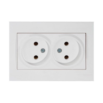 РОЗЕТКА 2-ая без заземления (в комплекте с рамкой), Mutlusan Rita (белый)