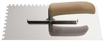Гладилка зубчатая, деревянная ручка, 28x13 см, зуб 8x8 мм, Inter-s