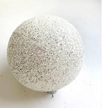 Шар новогодний 100мм парча белый зеркальный ВН18, GreenTerra