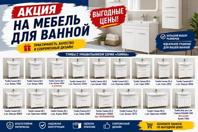 Акция на мебель для ванной в августе