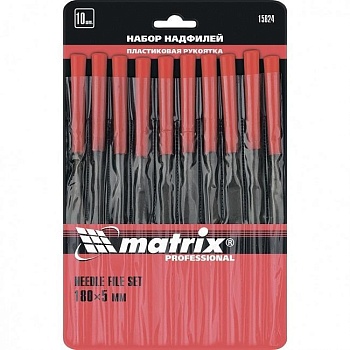 Набор надфилей 180 х 5 мм, 10 шт, пластиковые рукоятки Matrix