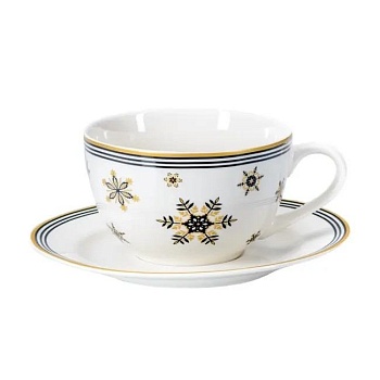 Пара чайная Золотые снежинки керамика 250 мл Belbohemia RN10070-SNFK