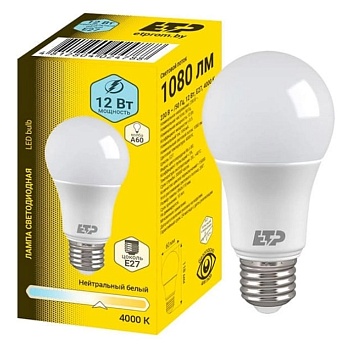 Лампа светодиодная 12W A60 Е27 4000К ETP 35909