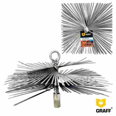Щетка стальная квадратная M12 для чистки дымоxода GRAFF