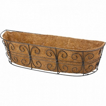 Кашпо пристенное с декором, 74 х 20 см, с кокосовой корзиной, Palisad 69014